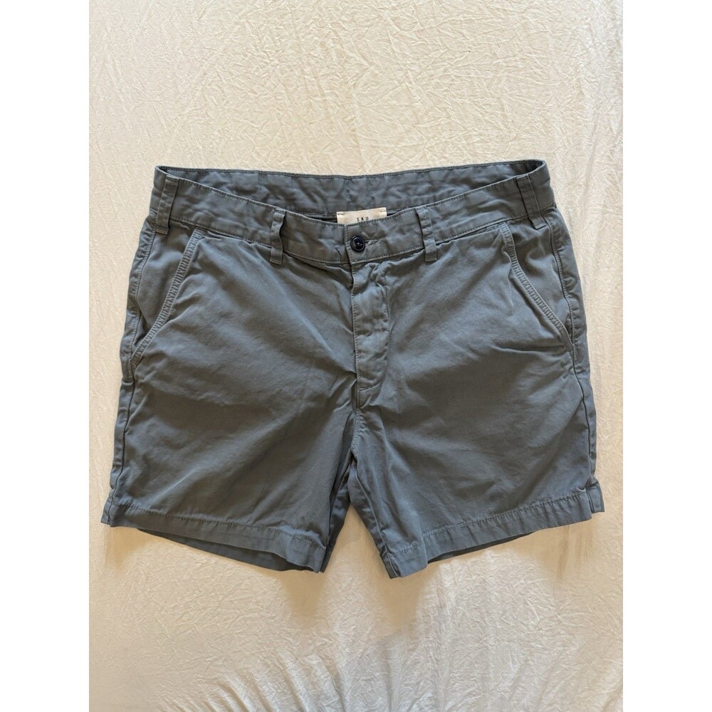Save Khaki United SKU Shorts Mens 32 Blue Gray Cotton Twill Chino Made USA